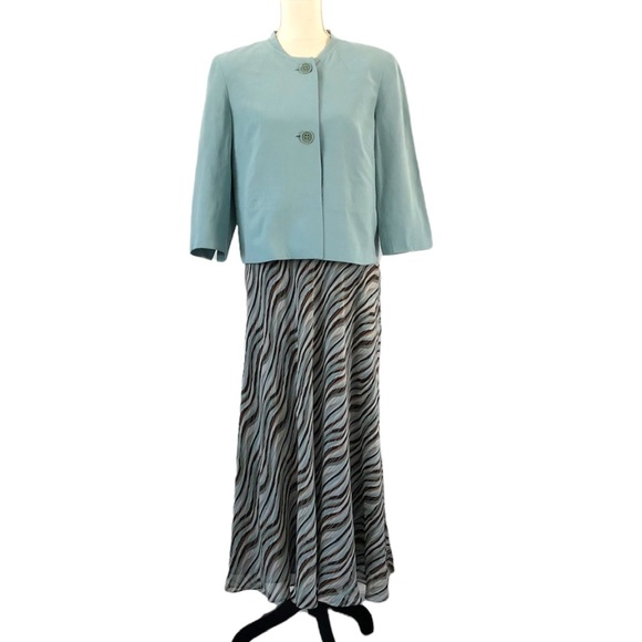 Jones New York Women’s Aqua Silk & Linen Crop Collarless Blazer Size 12 - Picture 11 of 12